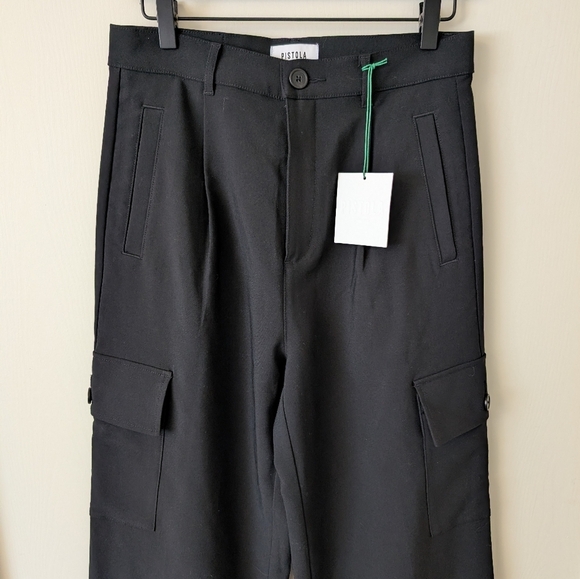 Pistola Womens Small NWT Wide Leg Cargo Pants Black Contemporary Preppy Academia - Picture 3 of 8